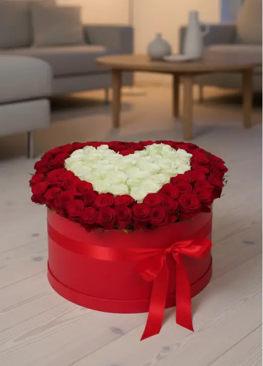 101 roses in a heart box “Contour”
