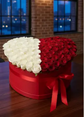 101 roses in a heart box “Contrast”