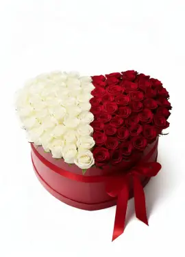 101 roses in a heart box “Contrast”
