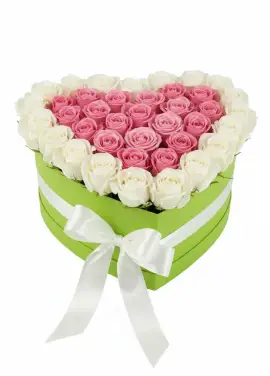 35 roses in a heart box “Contour”