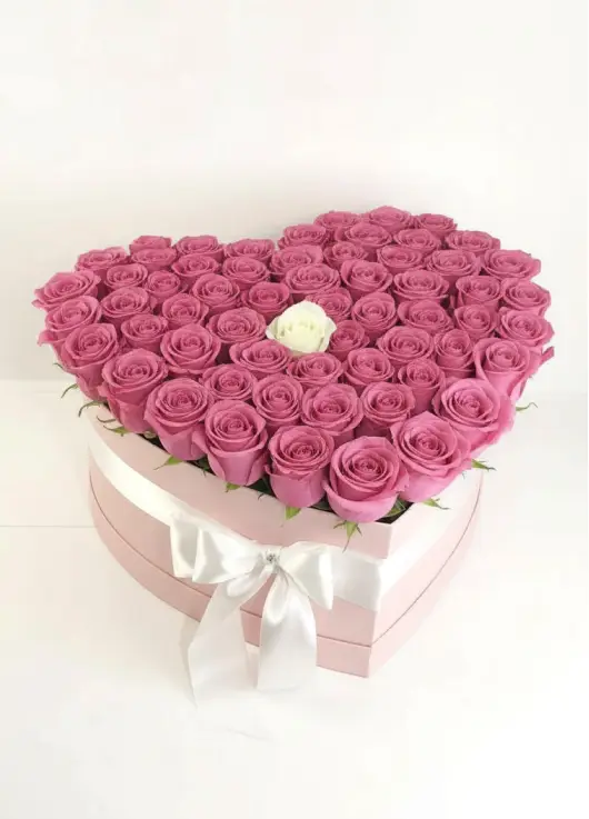 51 roses in a heart box “The One”