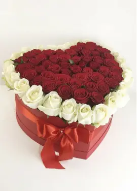51 roses in a heart box “Contour”