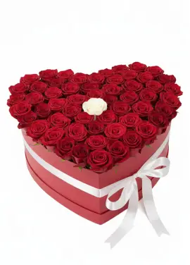 75 roses in a heart box “The One”