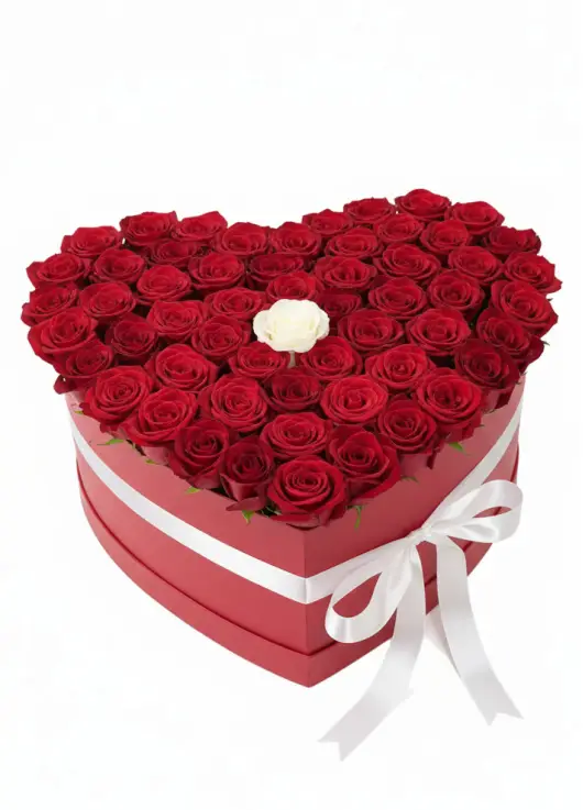 75 roses in a heart box “The One”