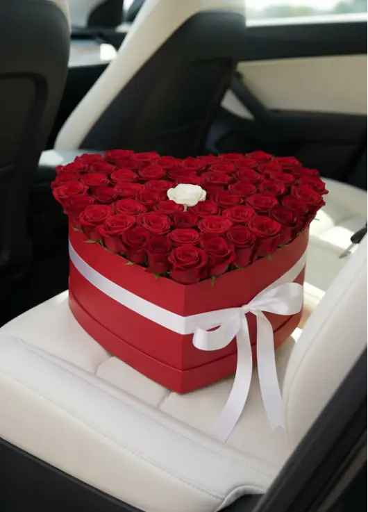 75 roses in a heart box “The One”