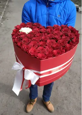 51 roses in a heart box “The One”
