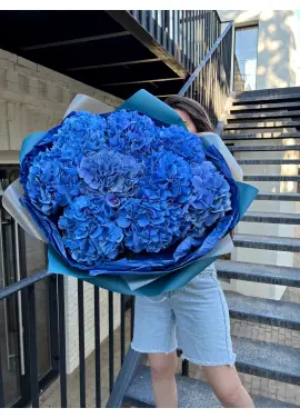 Bouquet of 9 blue hydrangeas