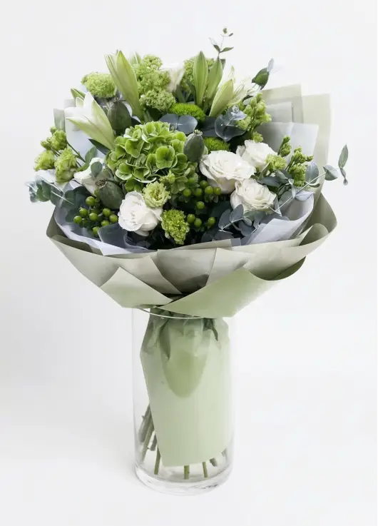 Mix bouquet “Camilla” light green and white (large)