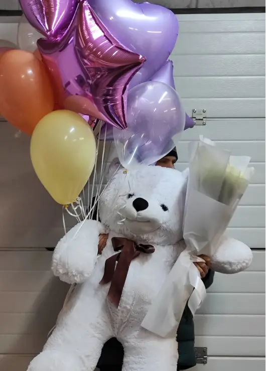 For my love set: teddy bear, roses baloons For my love set: teddy bear, roses baloons