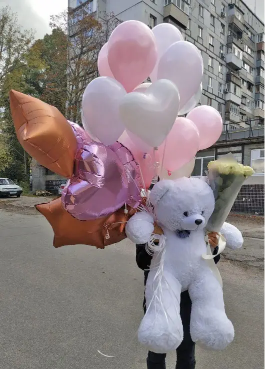 For my love set: teddy bear, roses baloons For my love set: teddy bear, roses baloons