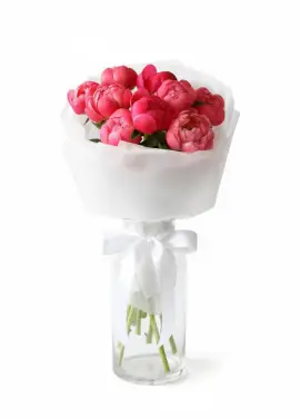 Bouquet of 9 bright peonies
