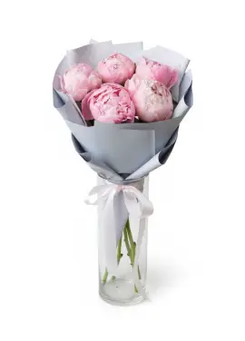 Bouquet of 5 pink peonies