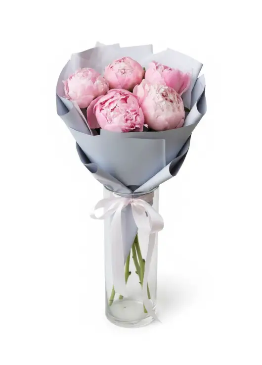 Bouquet of 5 pink peonies