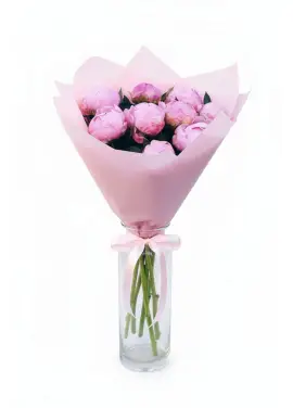 Bouquet of 9 pink peonies