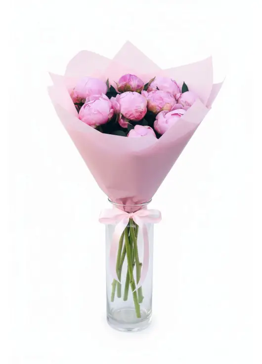Bouquet of 9 pink peonies
