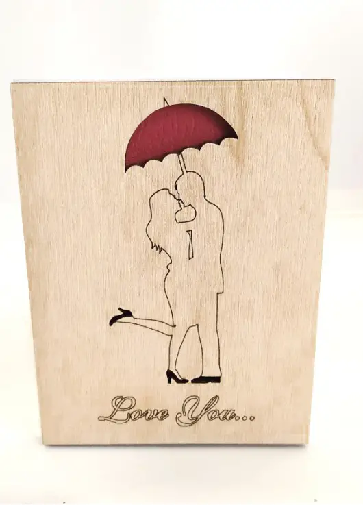 Wooden postcart "Love you" #003 art number Wooden postcart "Love you" #003 art number