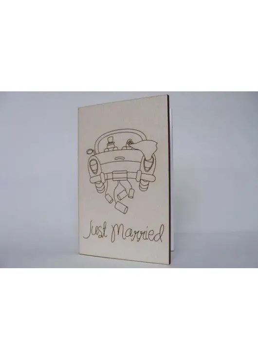 Wooden postcart "Just married" Wooden postcart "Just married"