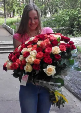 101 multi-colored roses