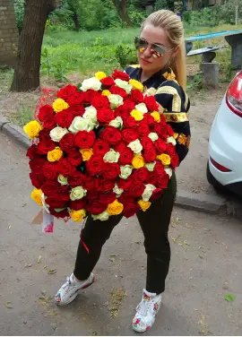 101 multi-colored roses