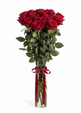 15-rose bouquet: long-stem red roses “Explorer”