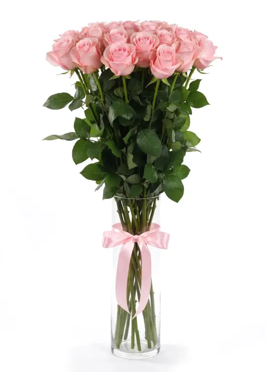 15-rose bouquet: tall pink roses “Be Sweet”