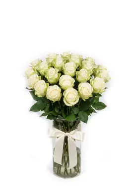 21-rose bouquet: white roses “Avalanche”