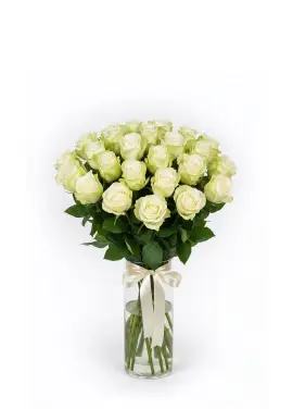 25 white roses in beautiful packaging