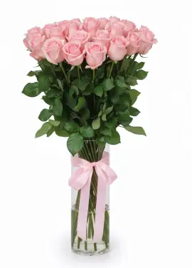25-rose bouquet: tall pink roses “Be Sweet”