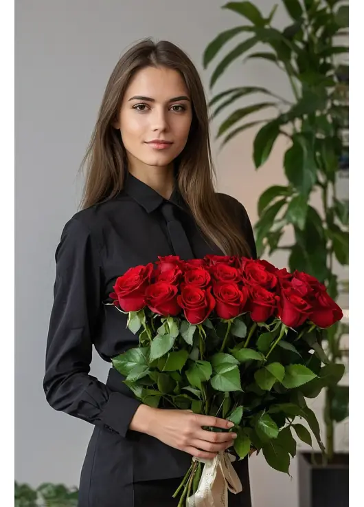 Cool bouquet of 25 red roses