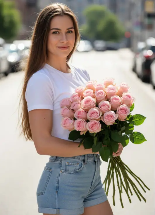 25-rose bouquet: pink roses “Jumilia”