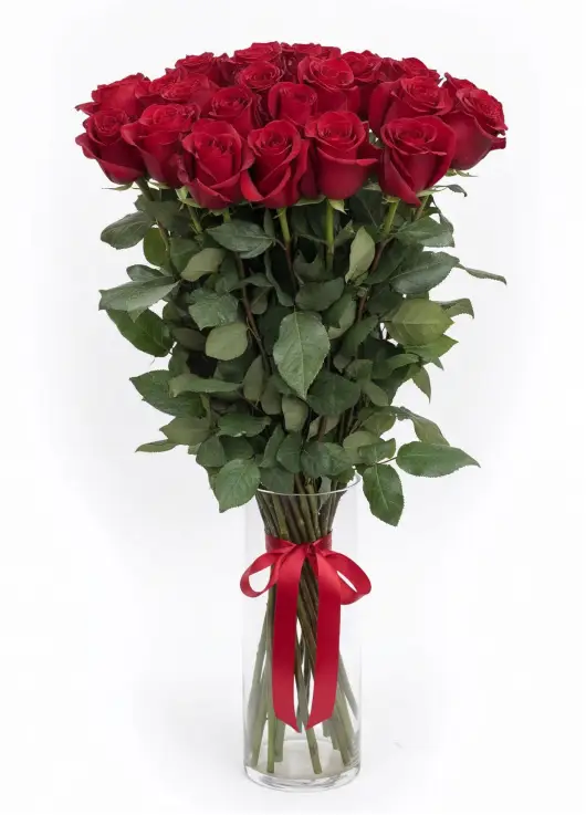 35-rose bouquet: tall red roses “Freedom”