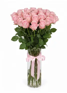 35-rose bouquet: tall pink roses “Be Sweet”