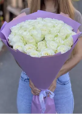 45-rose bouquet: white roses “Avalanche”
