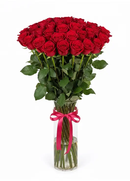 45-rose bouquet: long-stem red roses “Explorer”