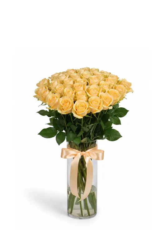 45-rose bouquet: peach roses “Peach Avalanche”