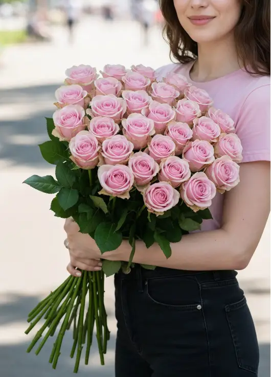 45-rose bouquet: pink roses “Jumilia”