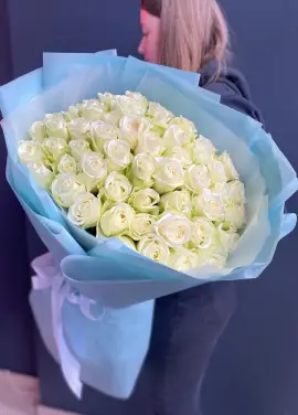 51 white roses in a bouquet