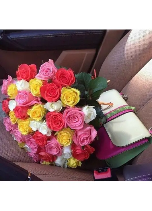 51 multicolored roses
