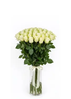 51 white roses in a bouquet