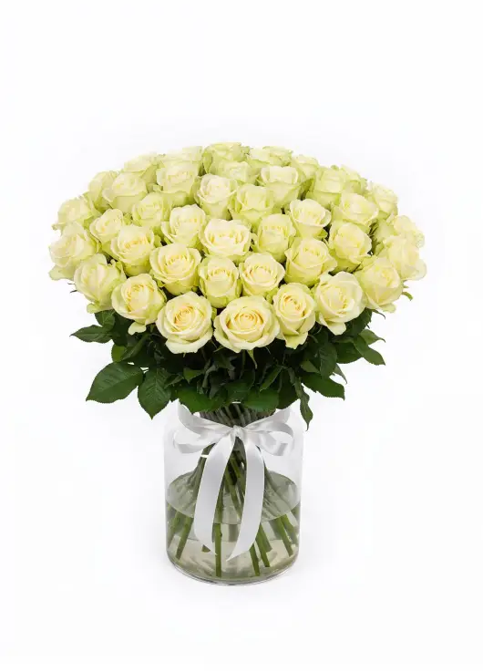 75-rose bouquet: white roses “Avalanche”