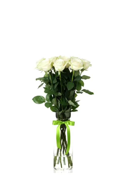 9-rose bouquet: white roses “Avalanche”