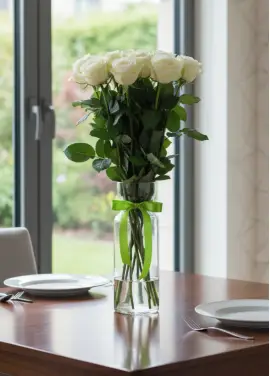9-rose bouquet: white roses “Avalanche”