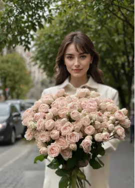 Creamy bush rose Summer rose Dnipro