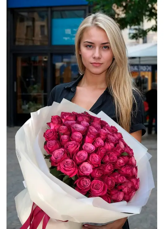 Bouquet of raspberry roses Prince Persia Bouquet of raspberry roses Prince Persia