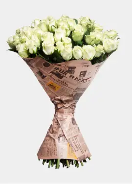 Roses in newspaper