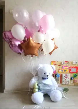 For my love set: teddy bear, roses baloons