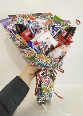 Coca Cola and a bouquet of sweets