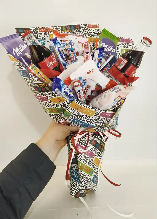 Coca Cola and a bouquet of sweets