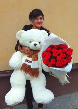 19 roses + big bear
