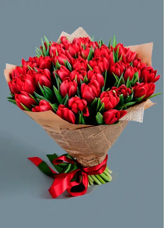 Tulips in newspaper